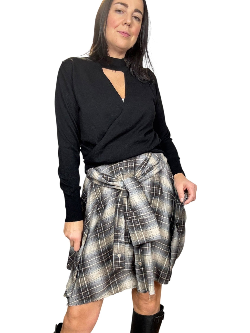 MAGLIA SCOLLO INCROCIATO MOTEL - XE BLU ABBIGLIAMENTO