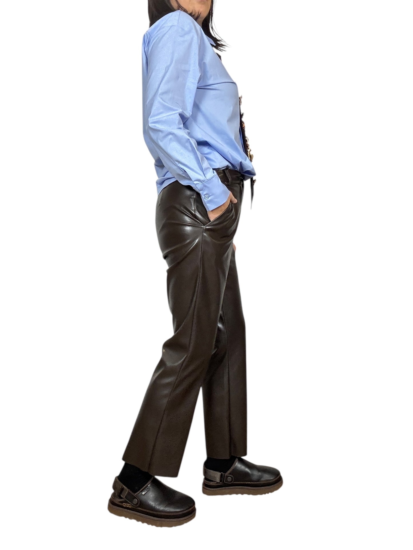 PANTALONE IN ECOPELLE A TROMBETTA TENSIONE IN