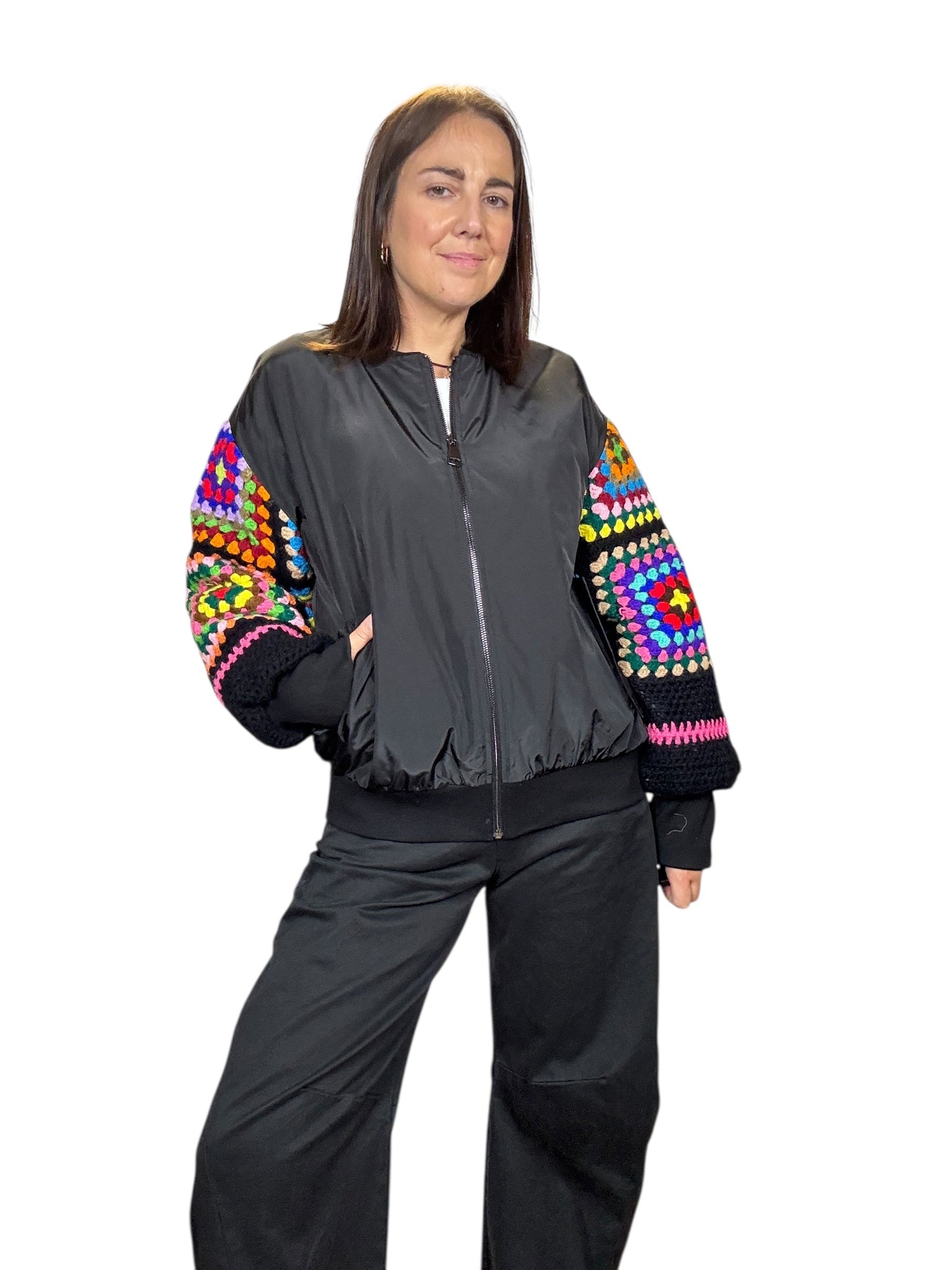 BOMBER MANICA IN CROCHE SUSY MIX