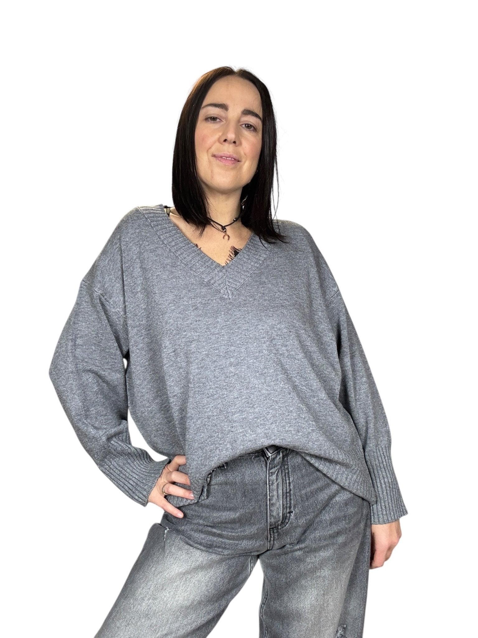 MAGLIA SCOLLO A V SUSY MIX - XE BLU ABBIGLIAMENTO