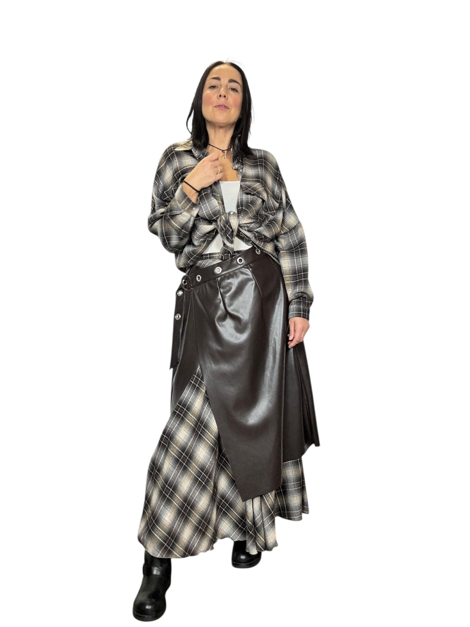 GONNA DOPPIA CHECK+ECOPELLE DIXIE - XE BLU ABBIGLIAMENTO