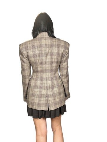 GIACCA CHECK BOTTONE ASIMMETRICO TENSIONE IN - XE BLU ABBIGLIAMENTO