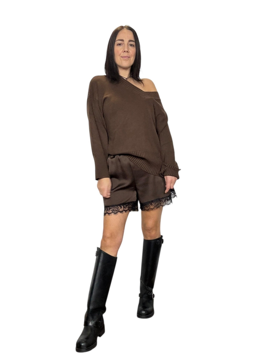 MAGLIA SCOLLO A V SUSY MIX - XE BLU ABBIGLIAMENTO