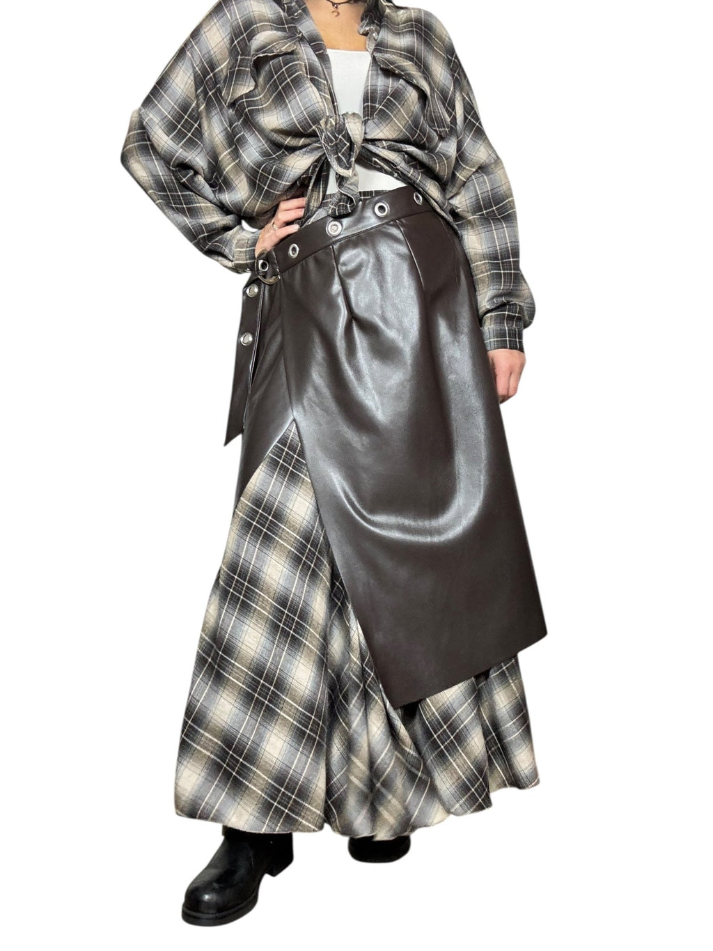 GONNA DOPPIA CHECK+ECOPELLE DIXIE - XE BLU ABBIGLIAMENTO