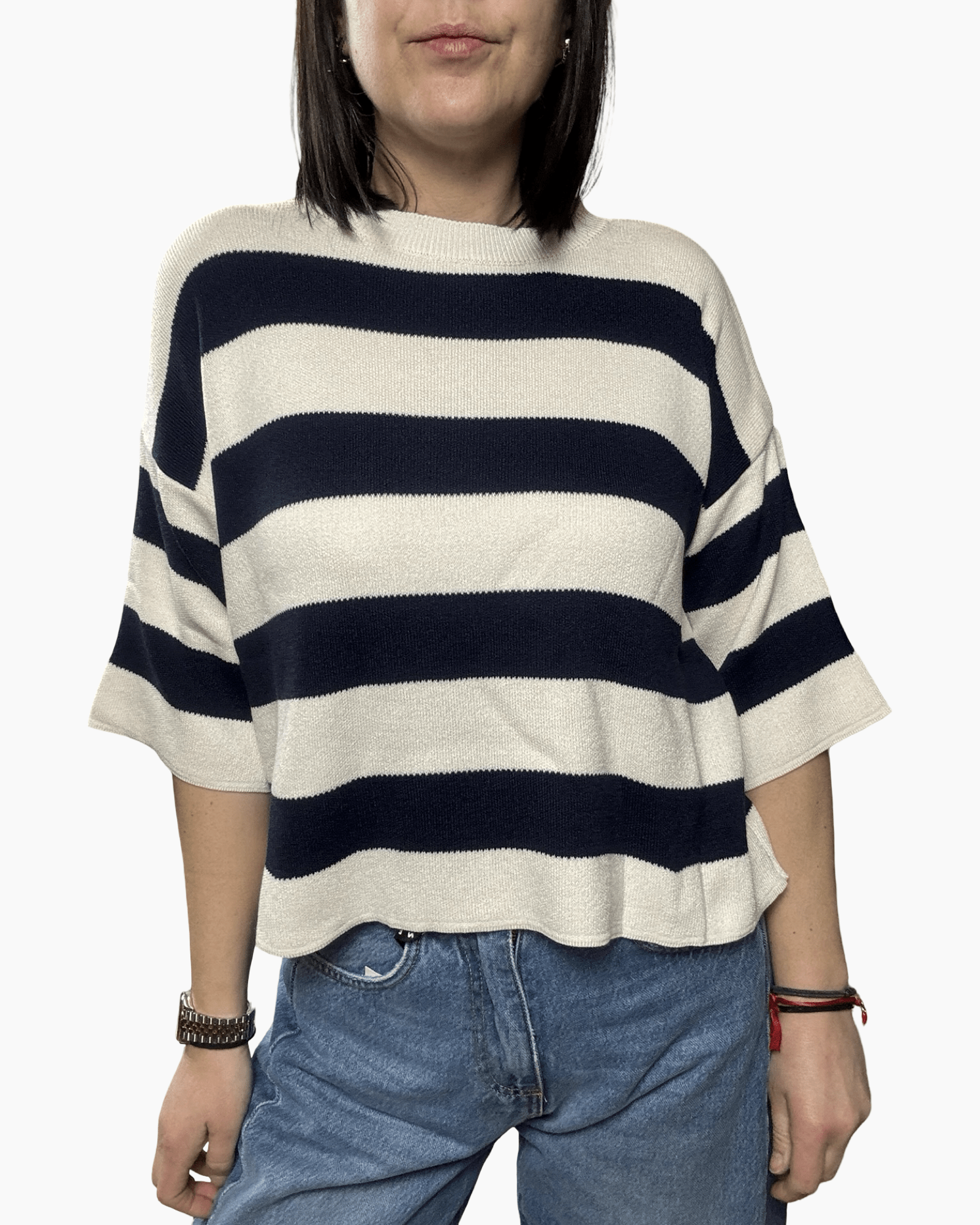 MAGLIA RIGATA A MANICA 3/4 SUSY MIX - XE BLU ABBIGLIAMENTO