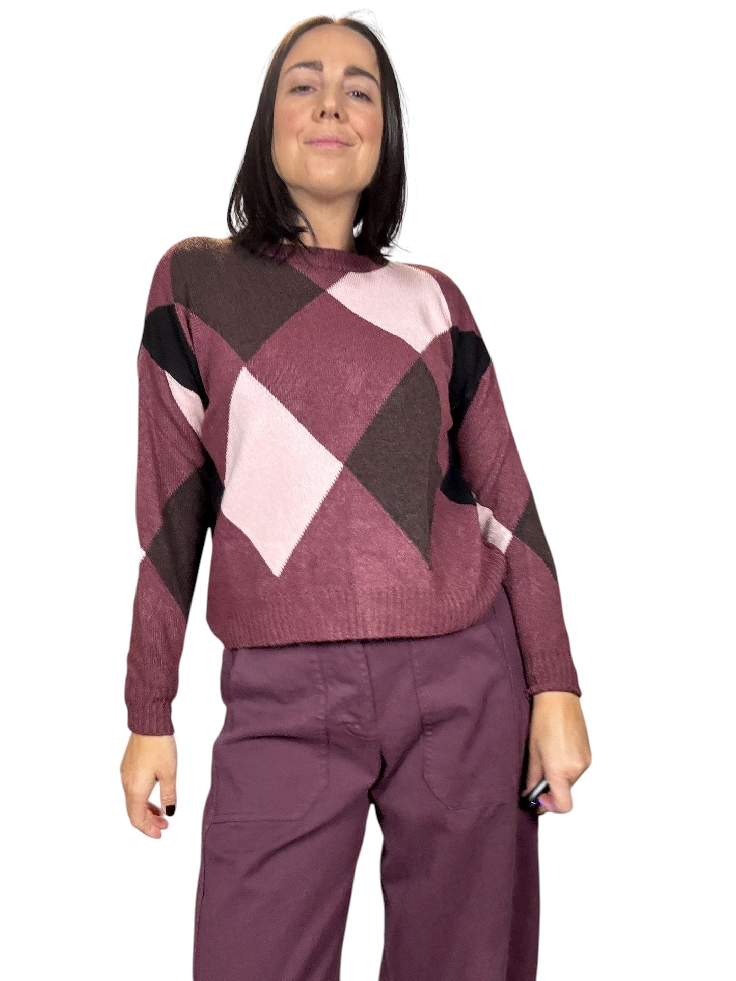 MAGLIA A ROMBI BORDEAUX SUSY MIX