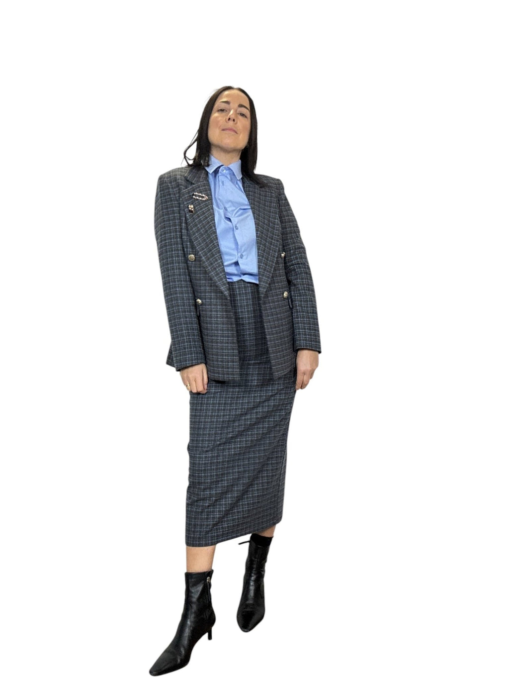 GONNA A QUADRETTI AZZURRO TENSIONE IN - XE BLU ABBIGLIAMENTO