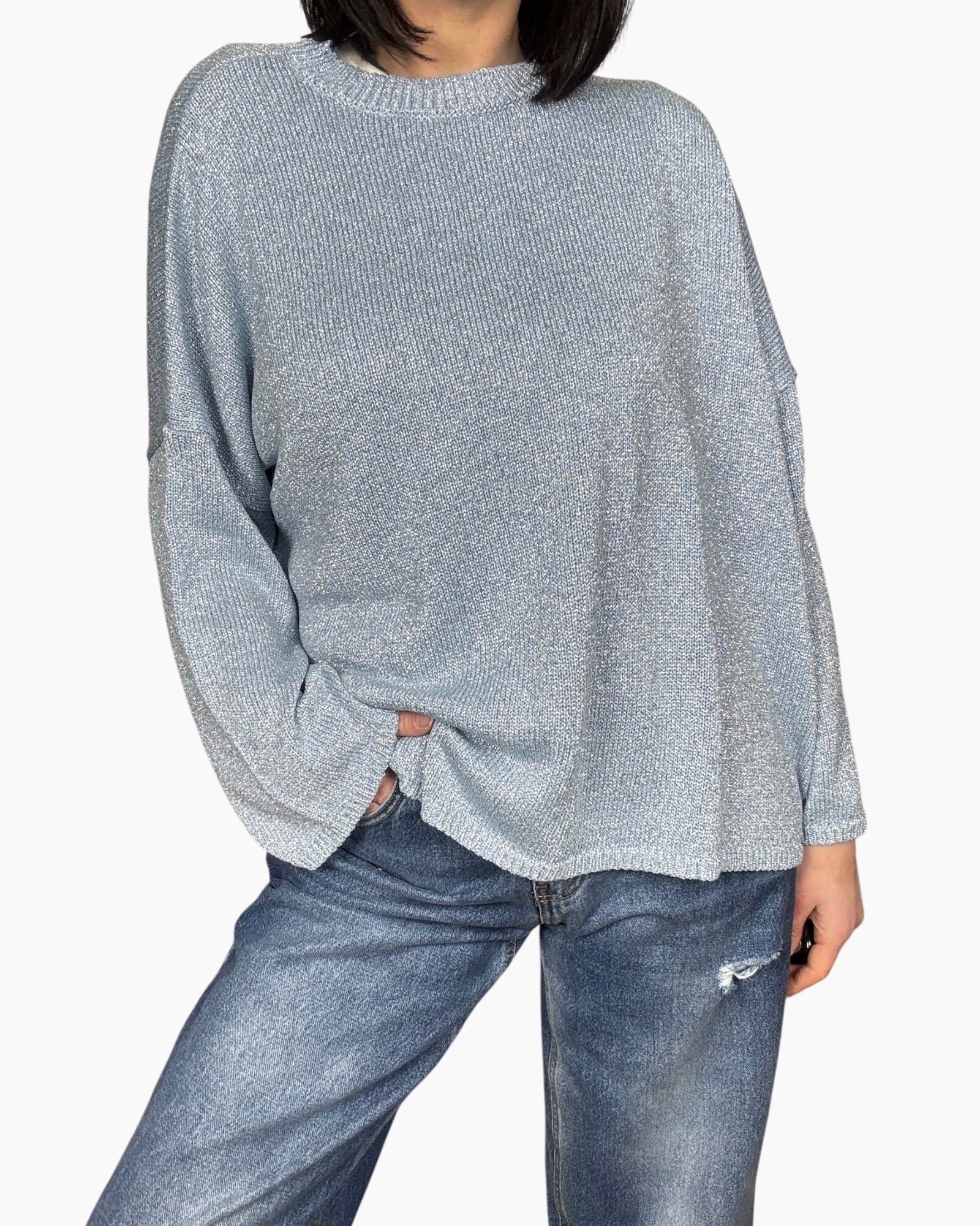 MAGLIA IN LUREX TINTA UNITA KONTATTO - XE BLU ABBIGLIAMENTO