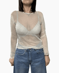 MAGLIETTA IN TULLE CON STRASS SUSY MIX - XE BLU ABBIGLIAMENTO