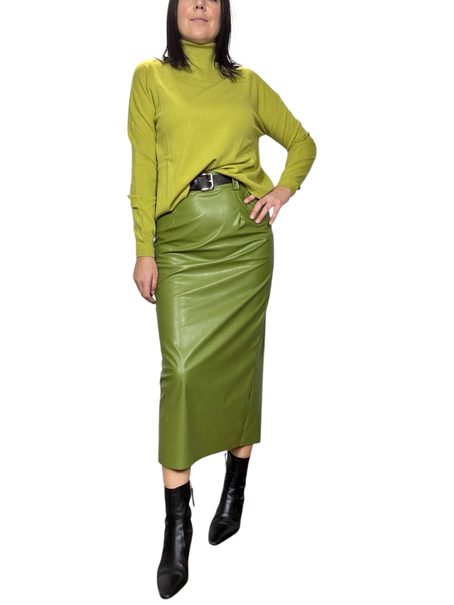 GONNA IN ECOPELLE LIME HAVEONE - XE BLU ABBIGLIAMENTO