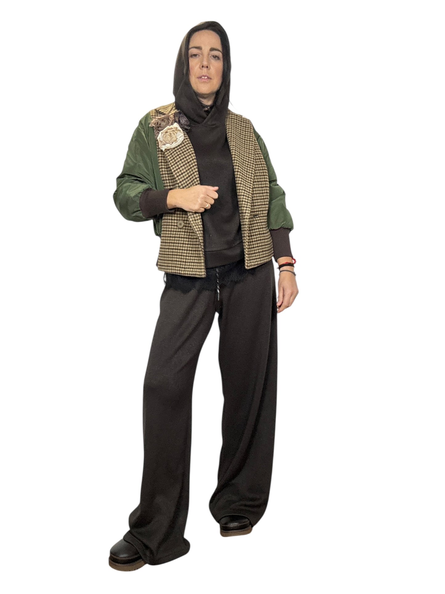 BOMBER VERDE CON INSERTO IN PIEDE POULE SUSY MIX