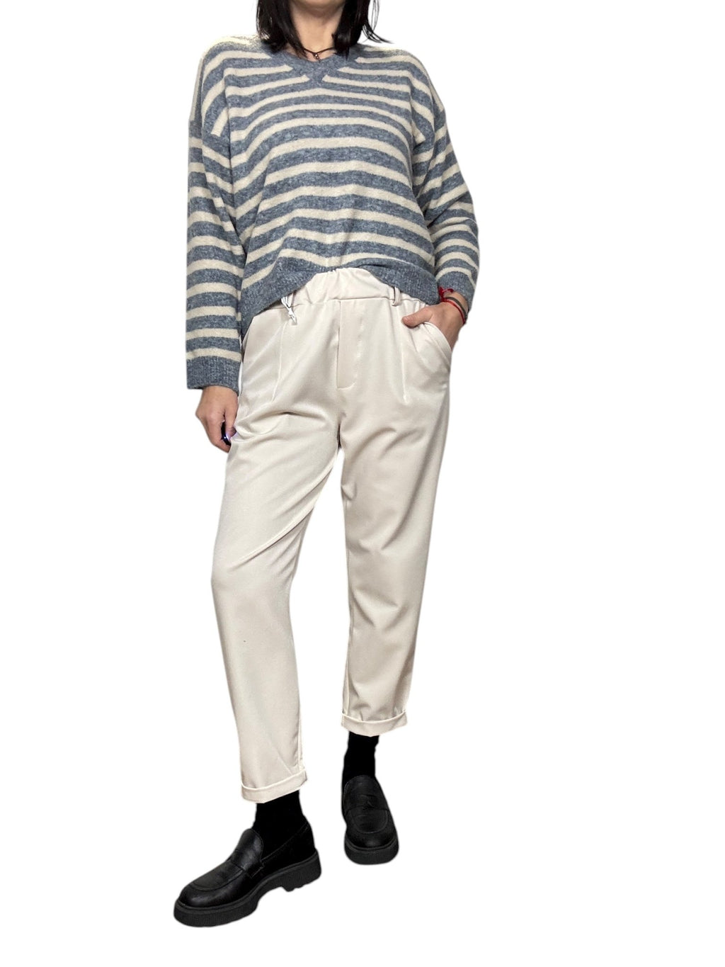 PANTALONE CON ELASTICO IN VITA SUSY MIX - XE BLU ABBIGLIAMENTO