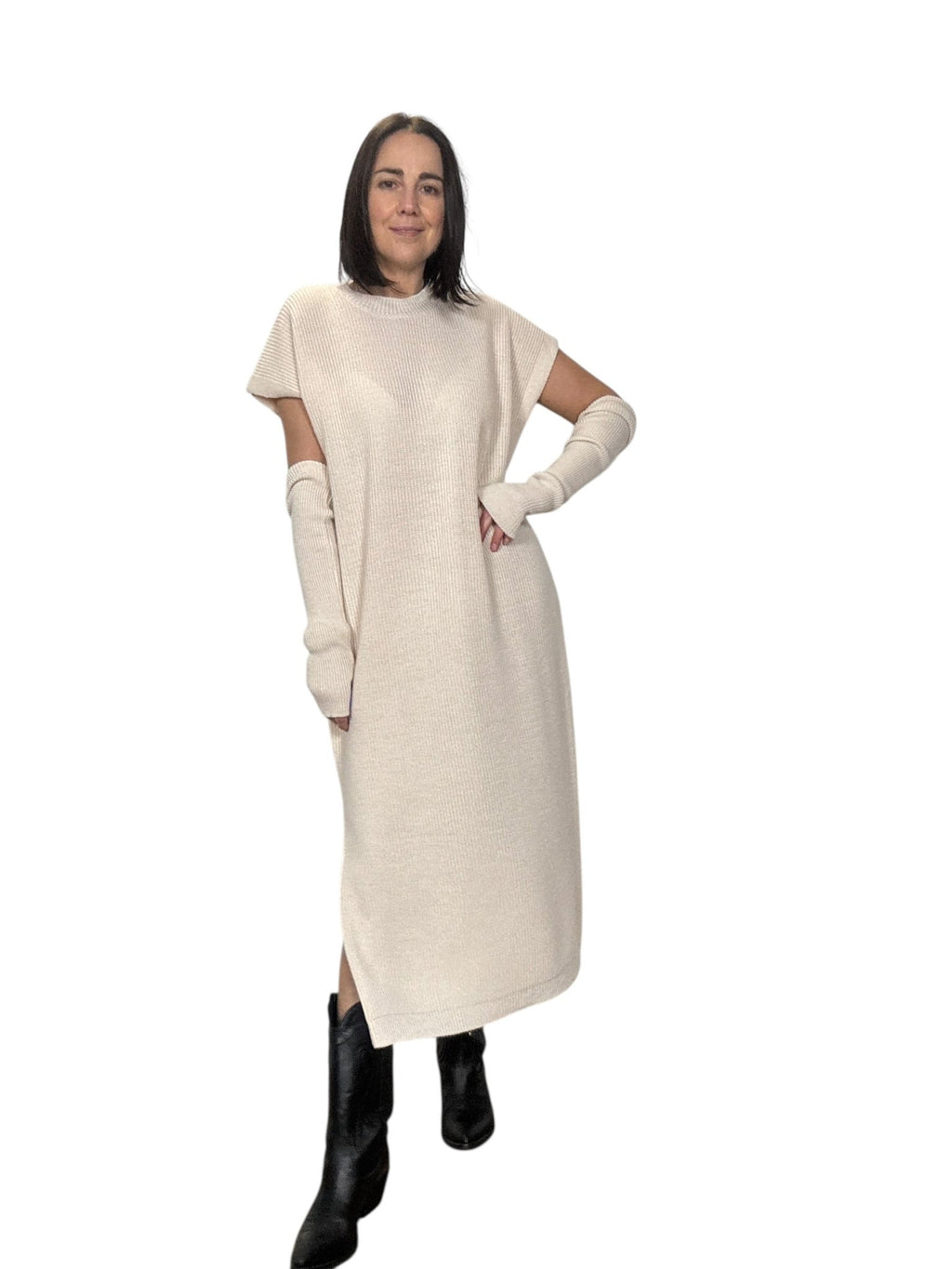 ABITO MIDI SMANICATO CON MANICOTTO DIXIE - XE BLU ABBIGLIAMENTO