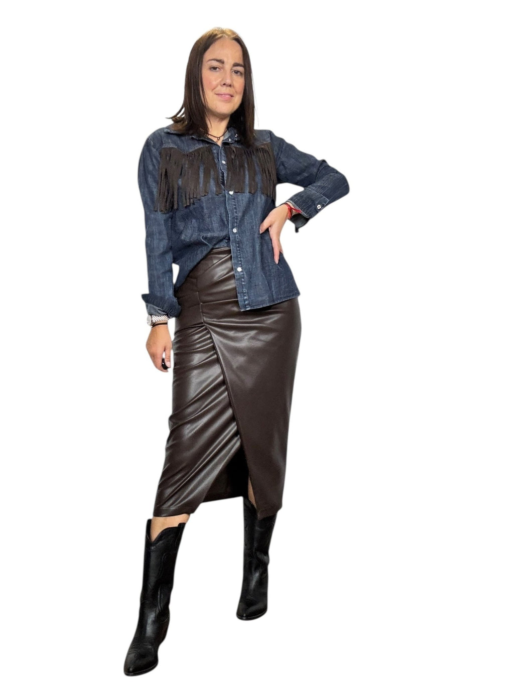 GONNA A TUBINO IN ECOPELLE SUSY MIX - XE BLU ABBIGLIAMENTO