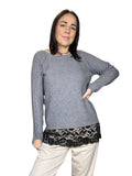 MAGLIA CON INSERTO IN PIZZO SUSY MIX - XE BLU ABBIGLIAMENTO