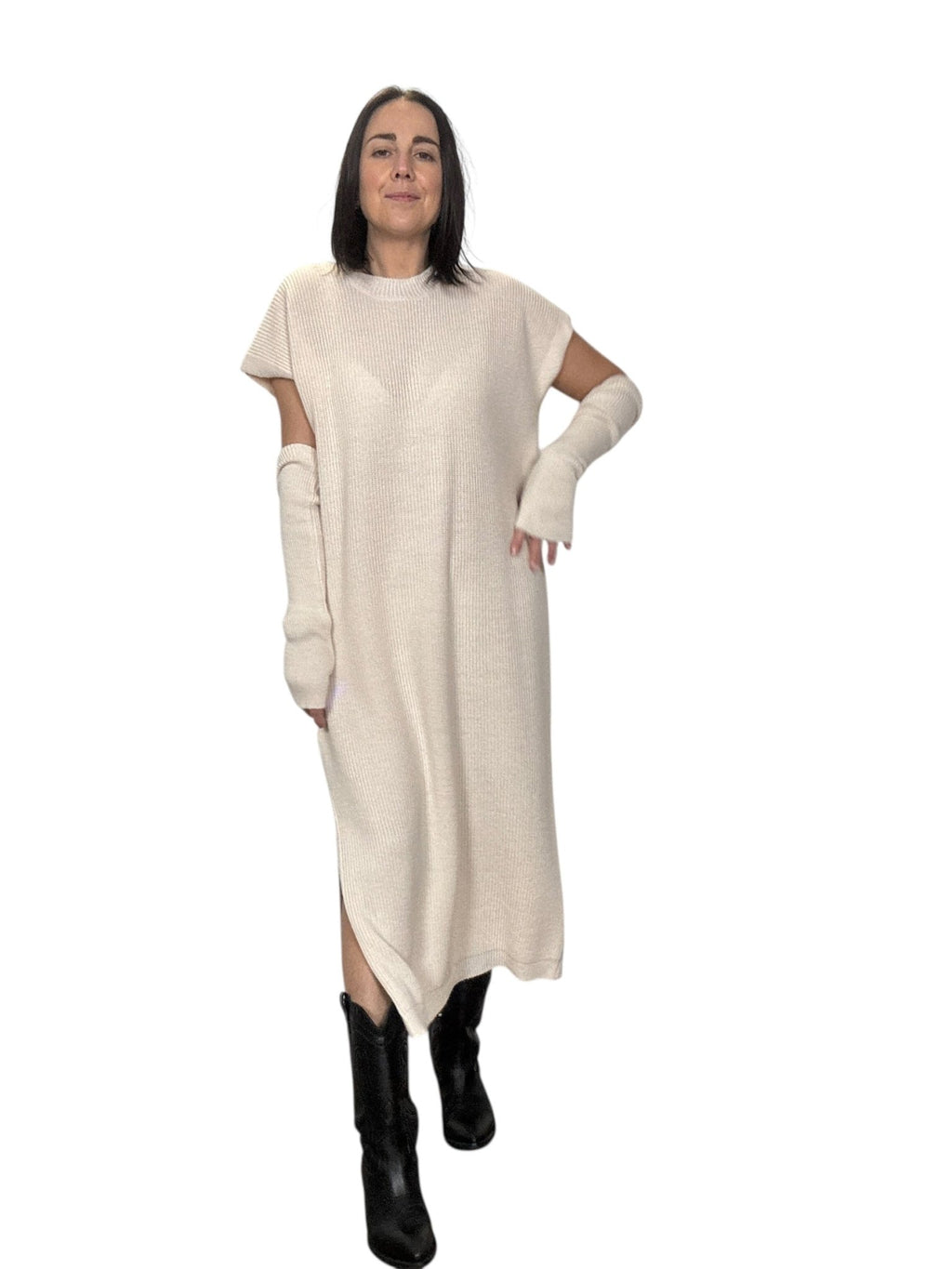 ABITO MIDI SMANICATO CON MANICOTTO DIXIE - XE BLU ABBIGLIAMENTO