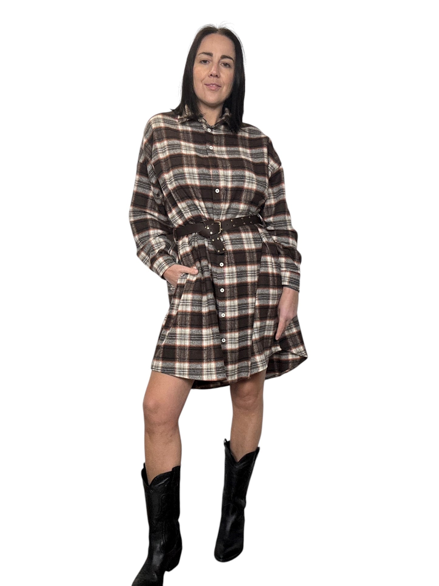 ABITO CORTO CHECK MARRONE-GRIGIO DIXIE