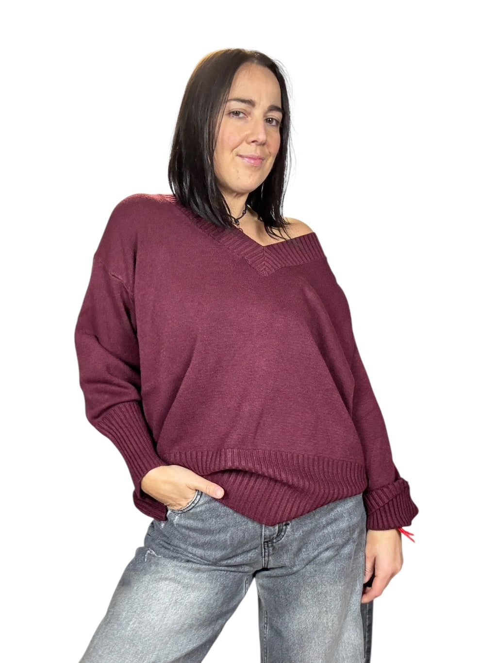 MAGLIA SCOLLO A V SUSY MIX - XE BLU ABBIGLIAMENTO