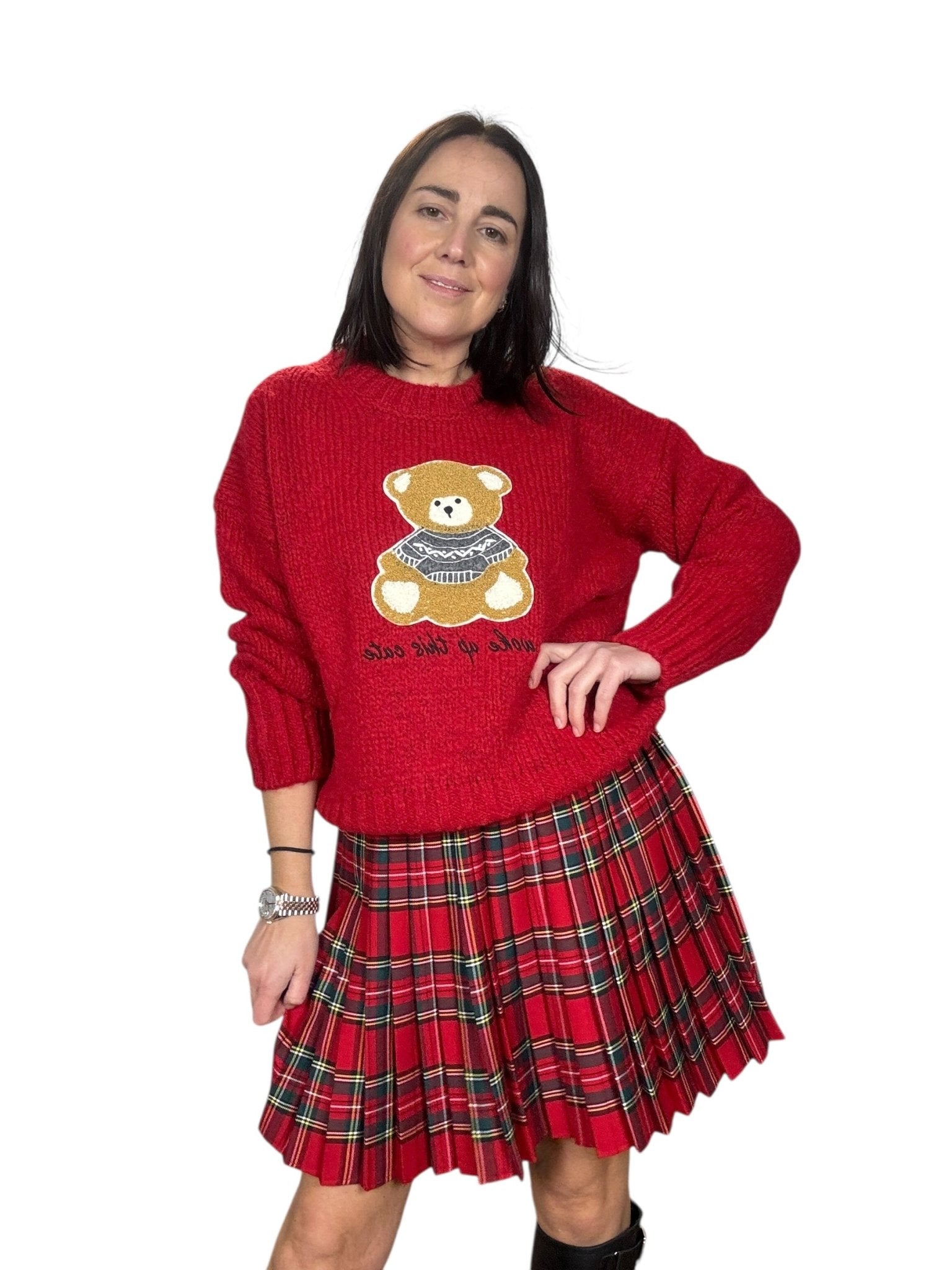 MAGLIA LAVORATA CON ORSETTO VICOLO - XE BLU ABBIGLIAMENTO