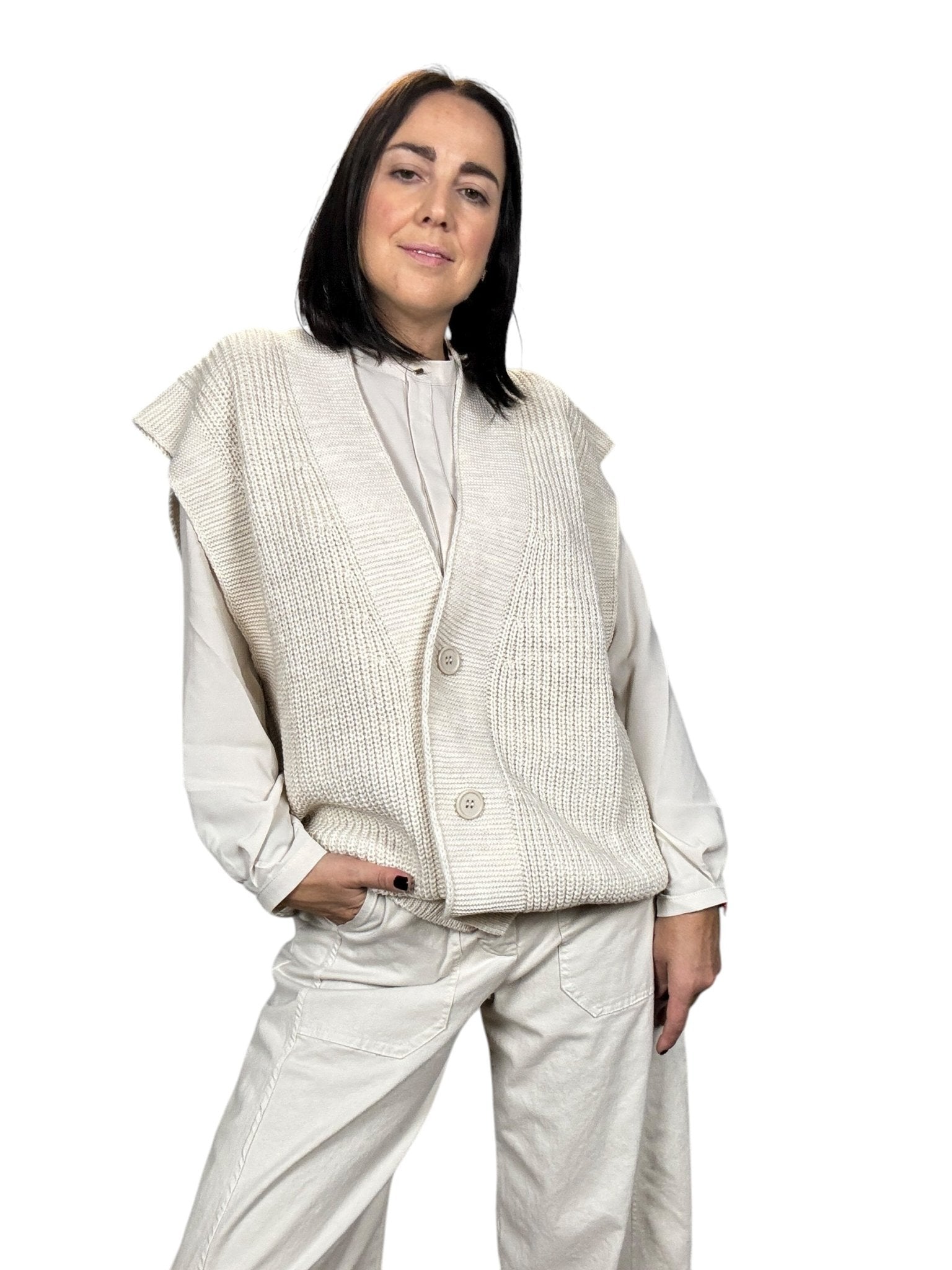 GILET OVER IN MAGLIA SUSY MIX - XE BLU ABBIGLIAMENTO