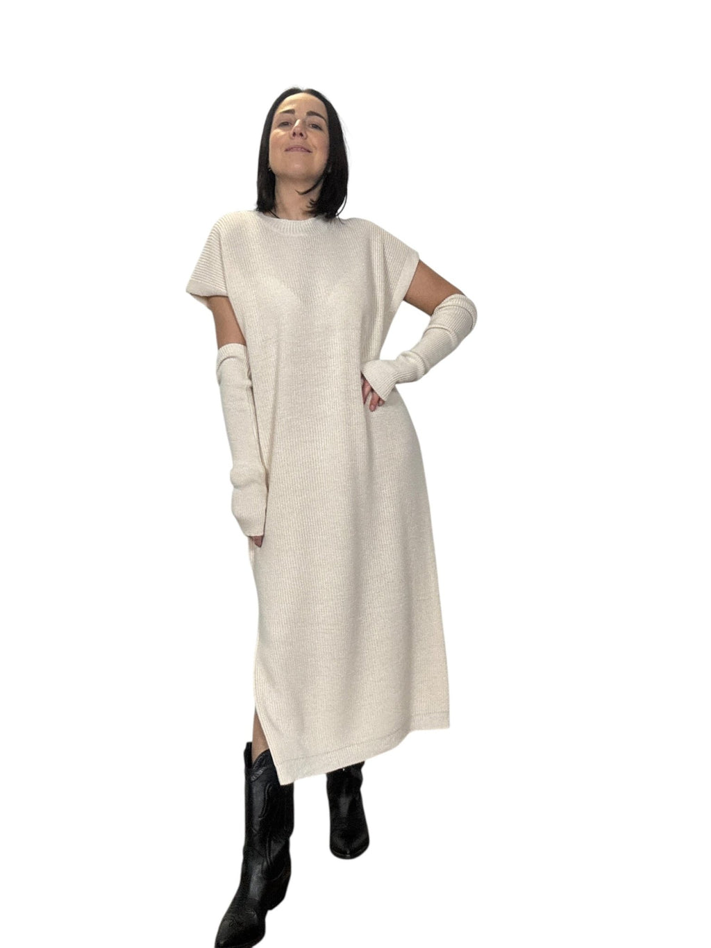 ABITO MIDI SMANICATO CON MANICOTTO DIXIE - XE BLU ABBIGLIAMENTO