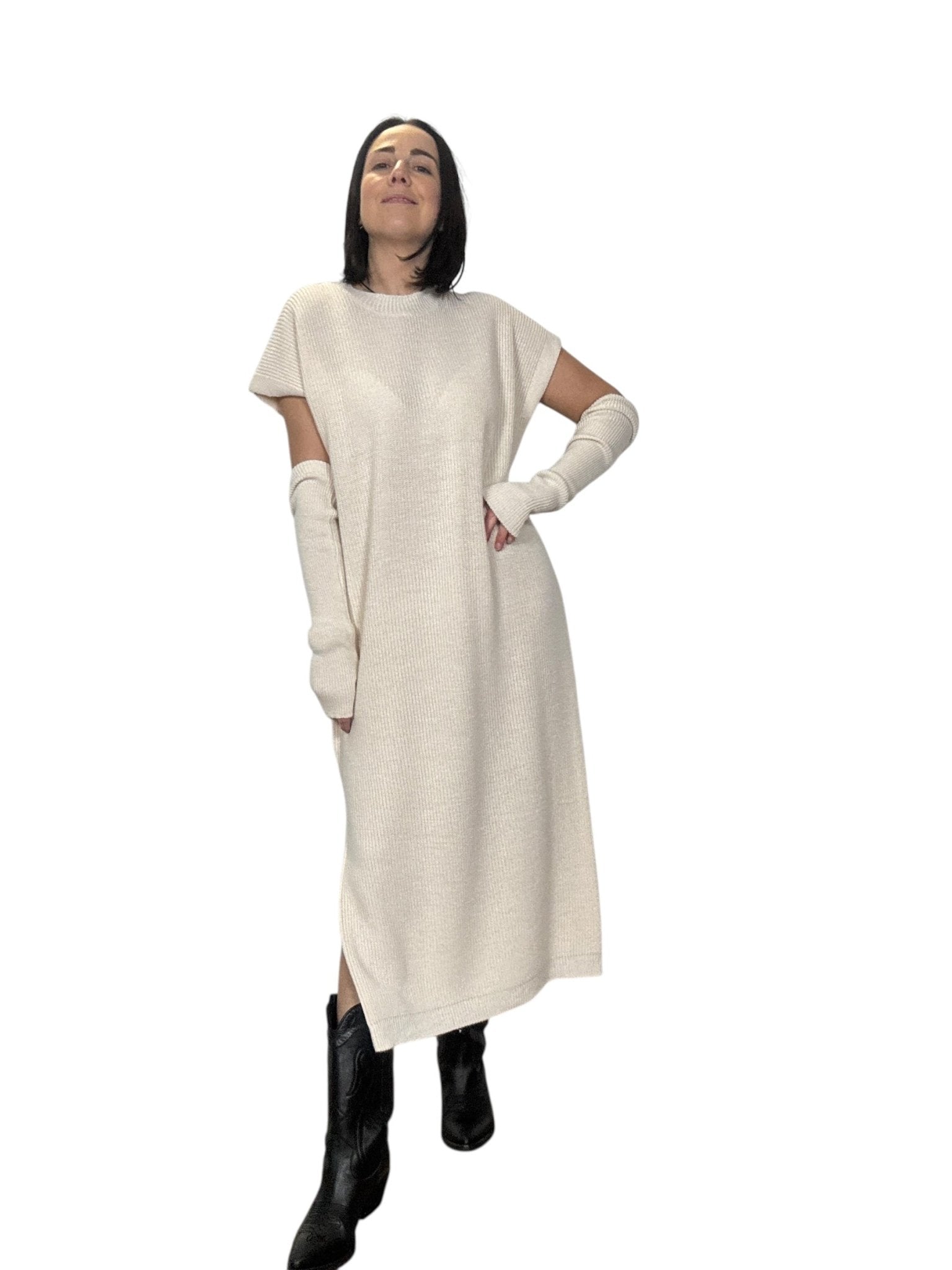 ABITO MIDI SMANICATO CON MANICOTTO DIXIE - XE BLU ABBIGLIAMENTO