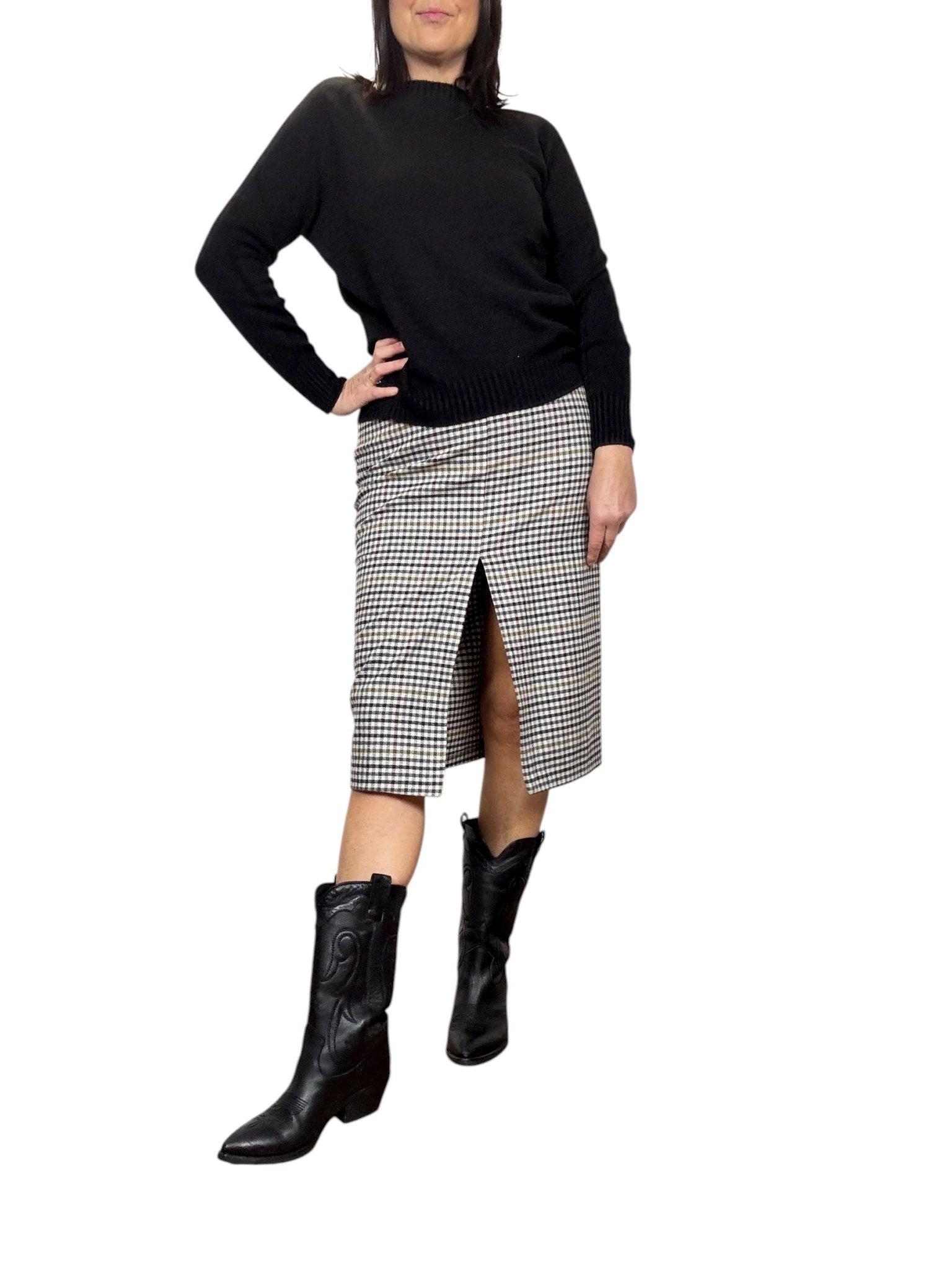 GONNA A TUBINO A QUADRETTI TENSIONE IN - XE BLU ABBIGLIAMENTO