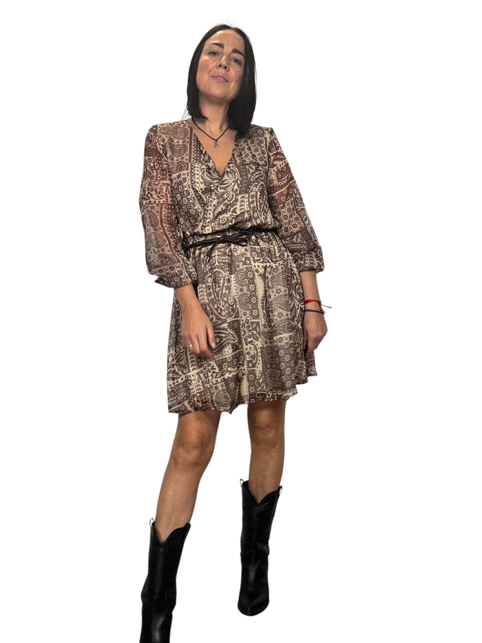 ABITO CON MICROFANTASIA SUSY MIX - XE BLU ABBIGLIAMENTO