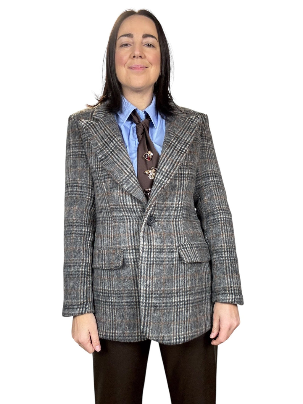 GIACCA IN PANNO CHECK GRIGIO SUSY MIX - XE BLU ABBIGLIAMENTO