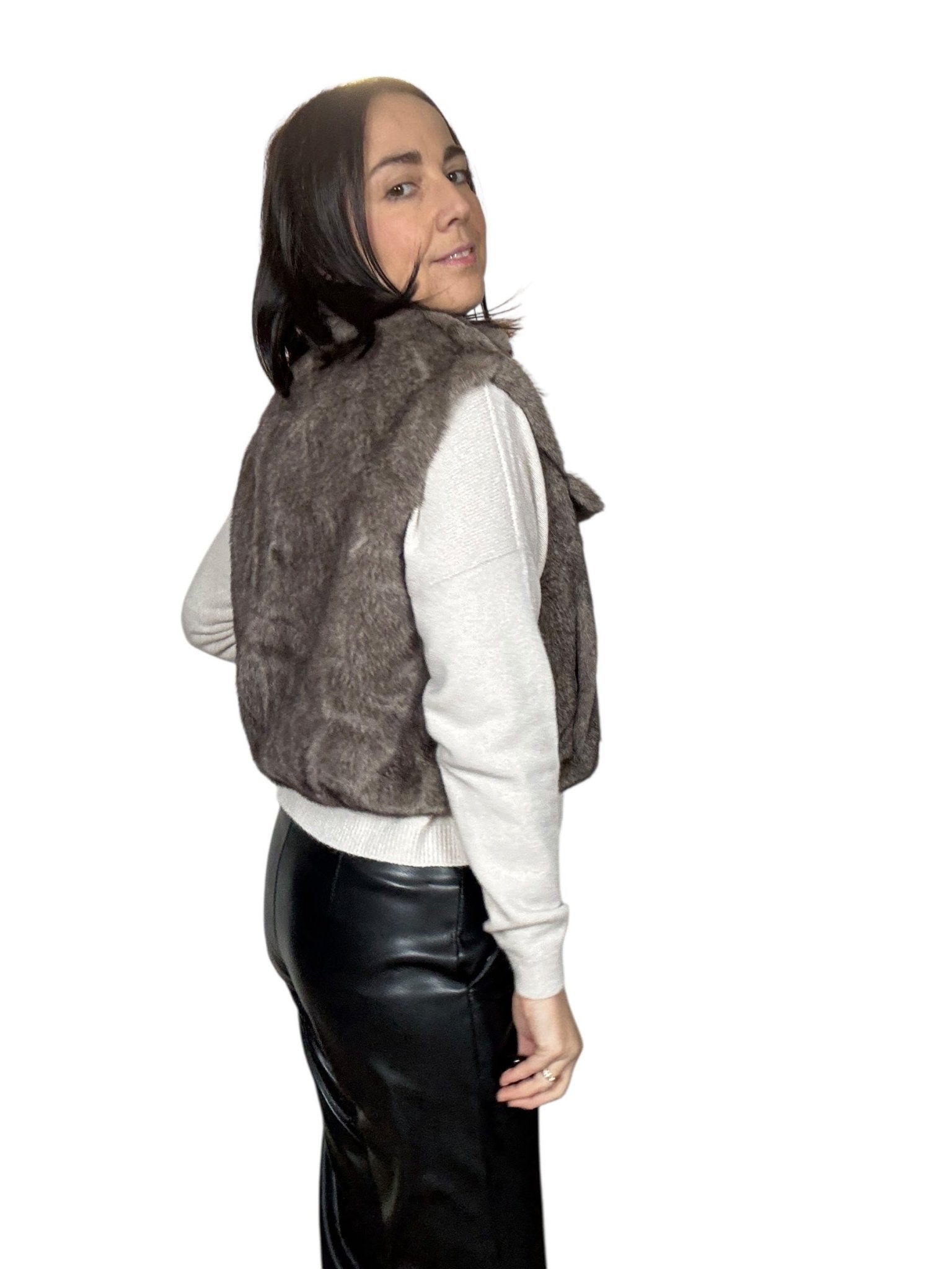 GILET ECOPELLICCIA CON TASCHINE SUSY MIX - XE BLU ABBIGLIAMENTO