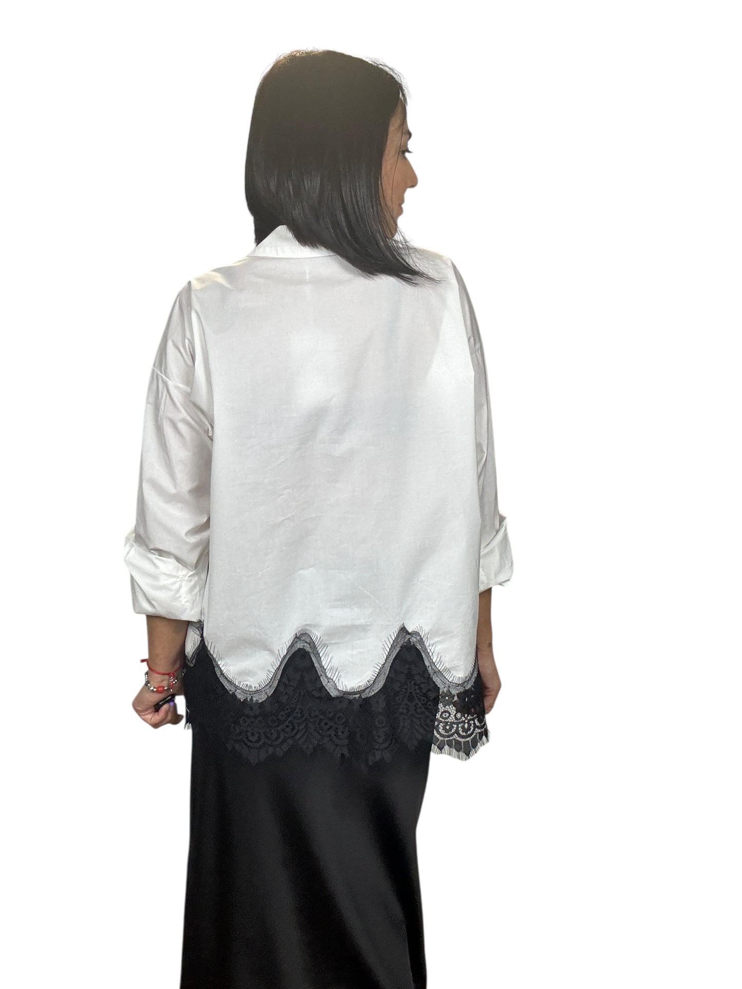 CAMICIA IN COTONE CON INSERTO IN PIZZO MOTEL