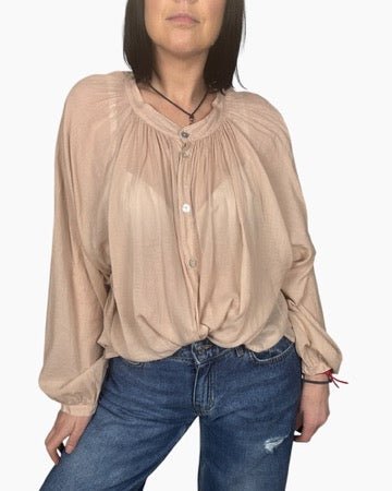 CAMICIA IN MUSSOLA TINTA UNITA SUSY MIX - XE BLU ABBIGLIAMENTO