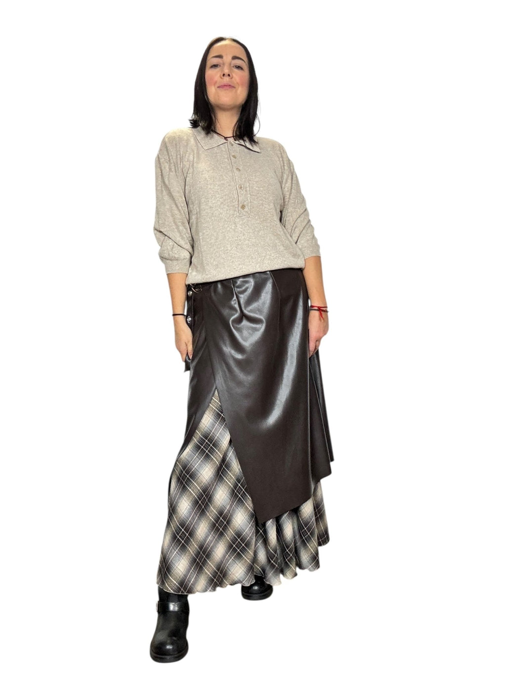 GONNA DOPPIA CHECK+ECOPELLE DIXIE - XE BLU ABBIGLIAMENTO