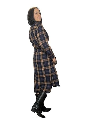 ABITO CHECK CON MANICA ALLACCIATA DIXIE - XE BLU ABBIGLIAMENTO