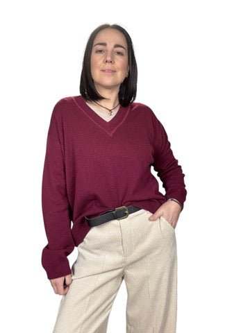 MAGLIA IN PURA LANA SCOLLO A V SUSY MIX - XE BLU ABBIGLIAMENTO