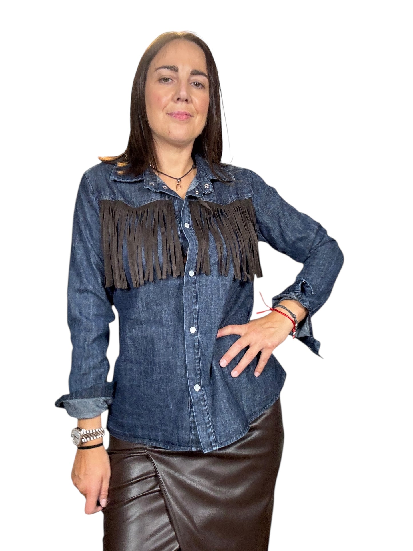 CAMICIA IN JEANS CON FRANGE SUSY MIX