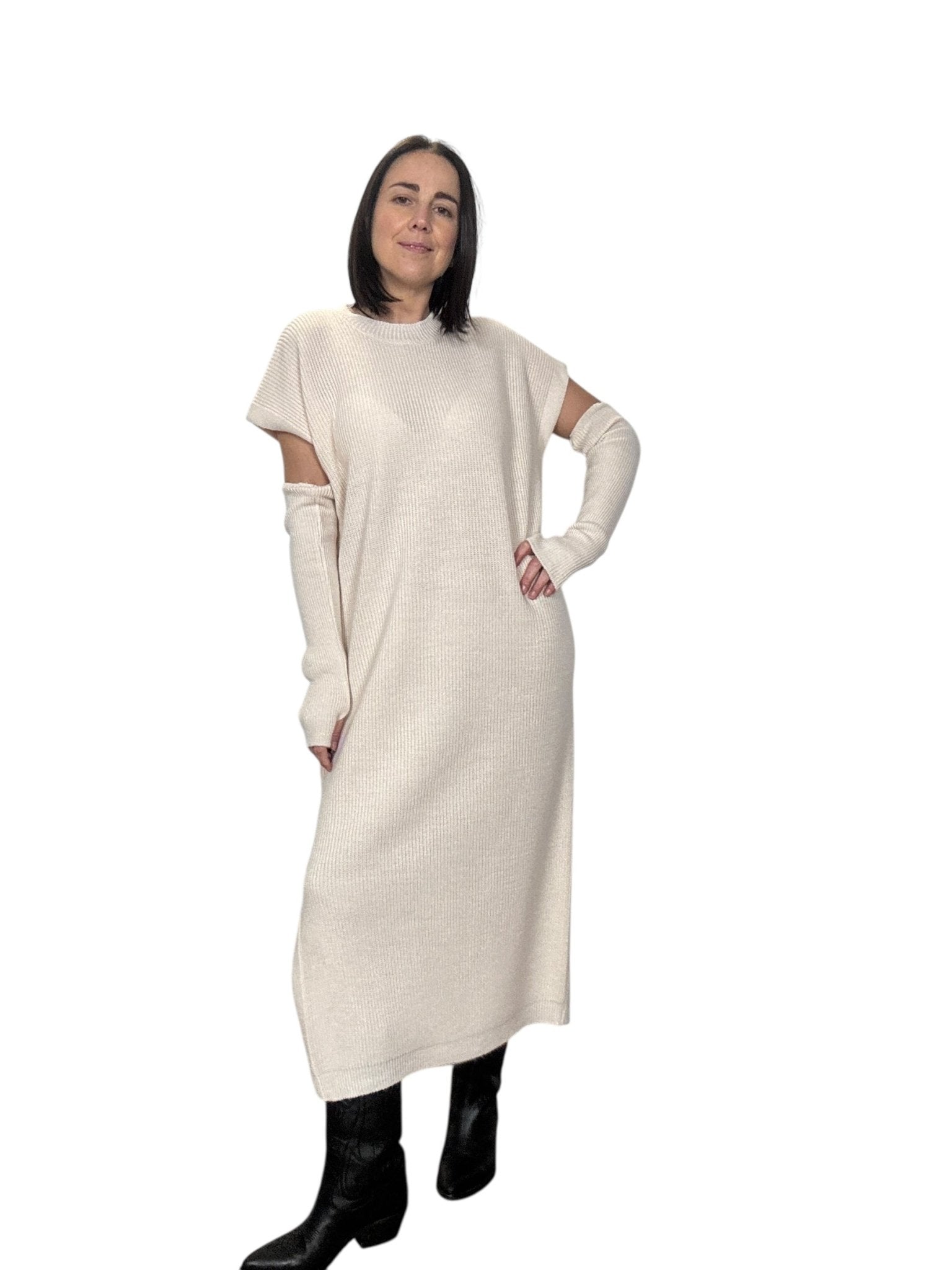 ABITO MIDI SMANICATO CON MANICOTTO DIXIE - XE BLU ABBIGLIAMENTO