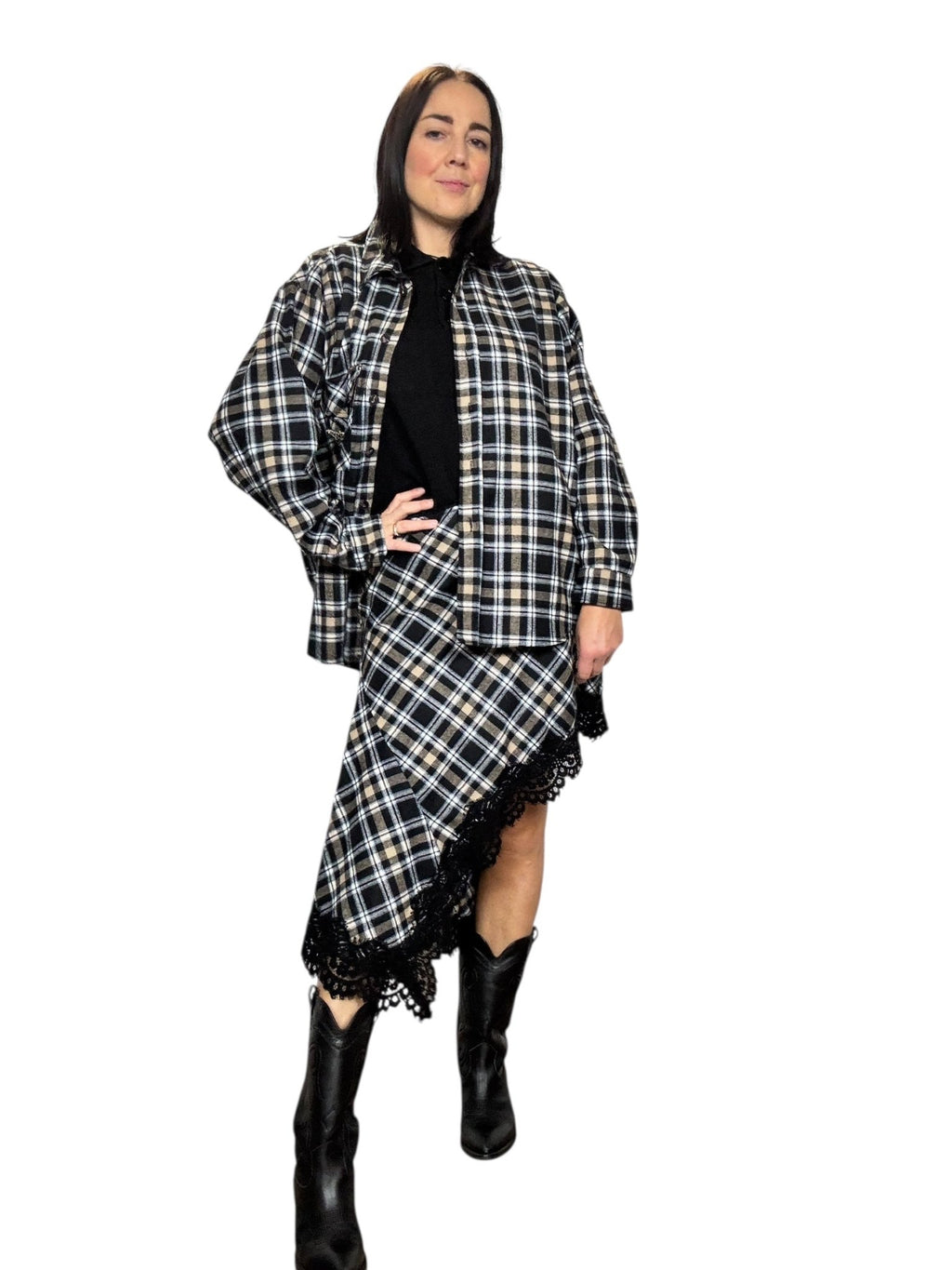 GONNA CHECK ASIMMETRICA MOTEL - XE BLU ABBIGLIAMENTO