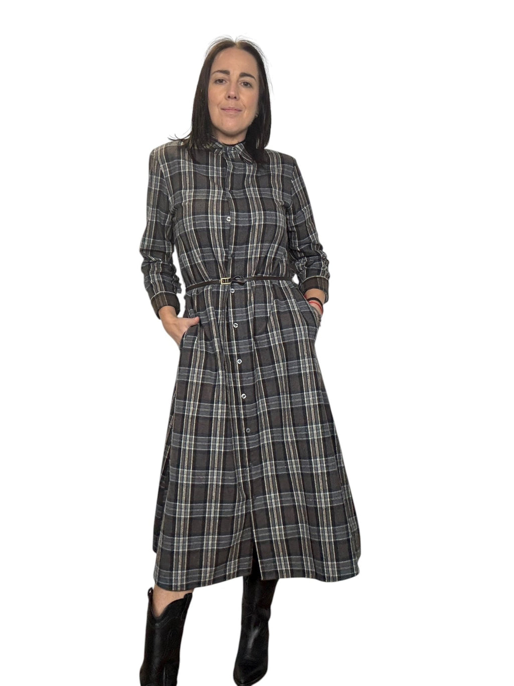 ABITO CHEMISIER CHECK GRIGIO SUSY MIX - XE BLU ABBIGLIAMENTO