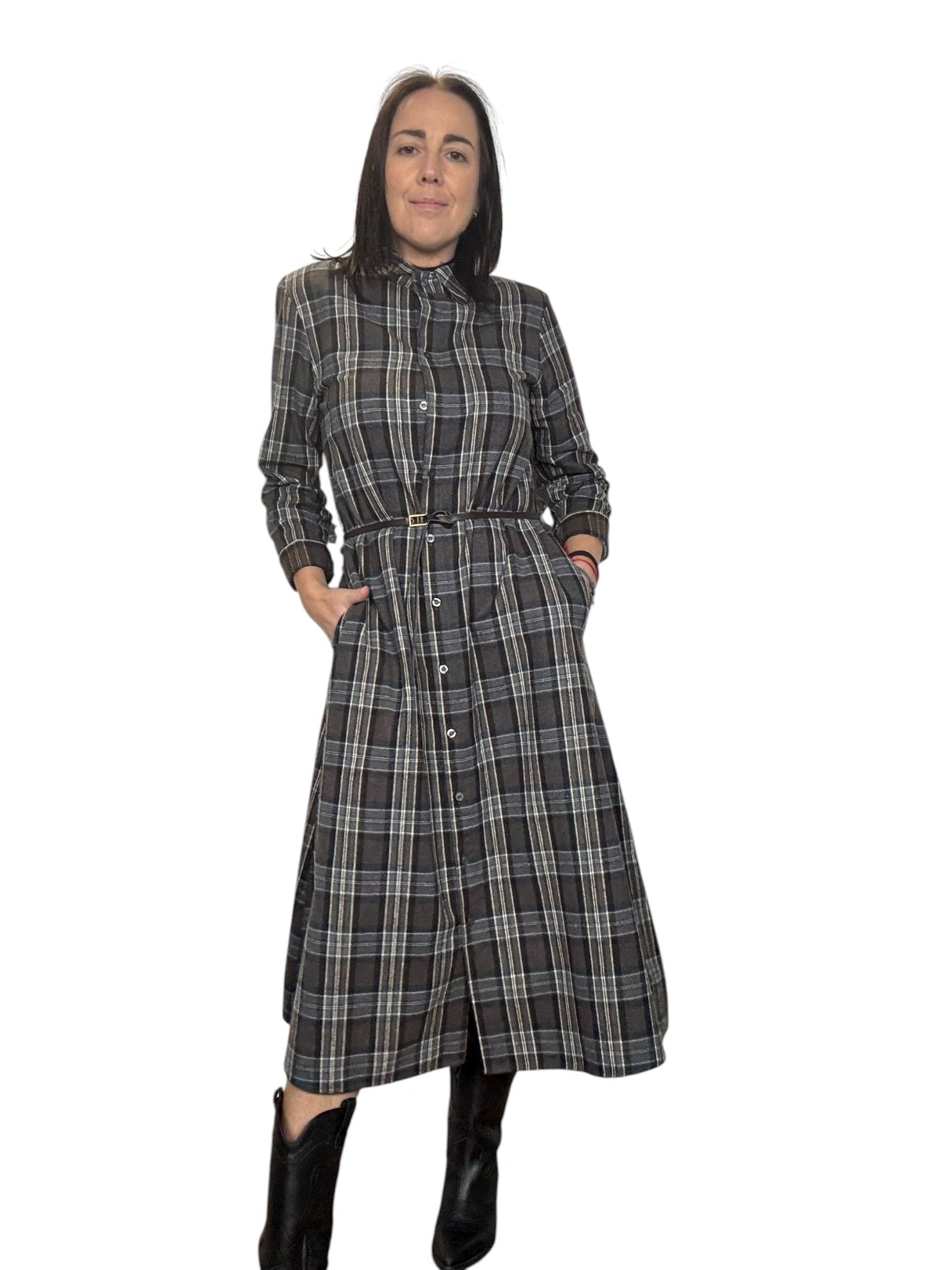 ABITO CHEMISIER CHECK GRIGIO SUSY MIX - XE BLU ABBIGLIAMENTO