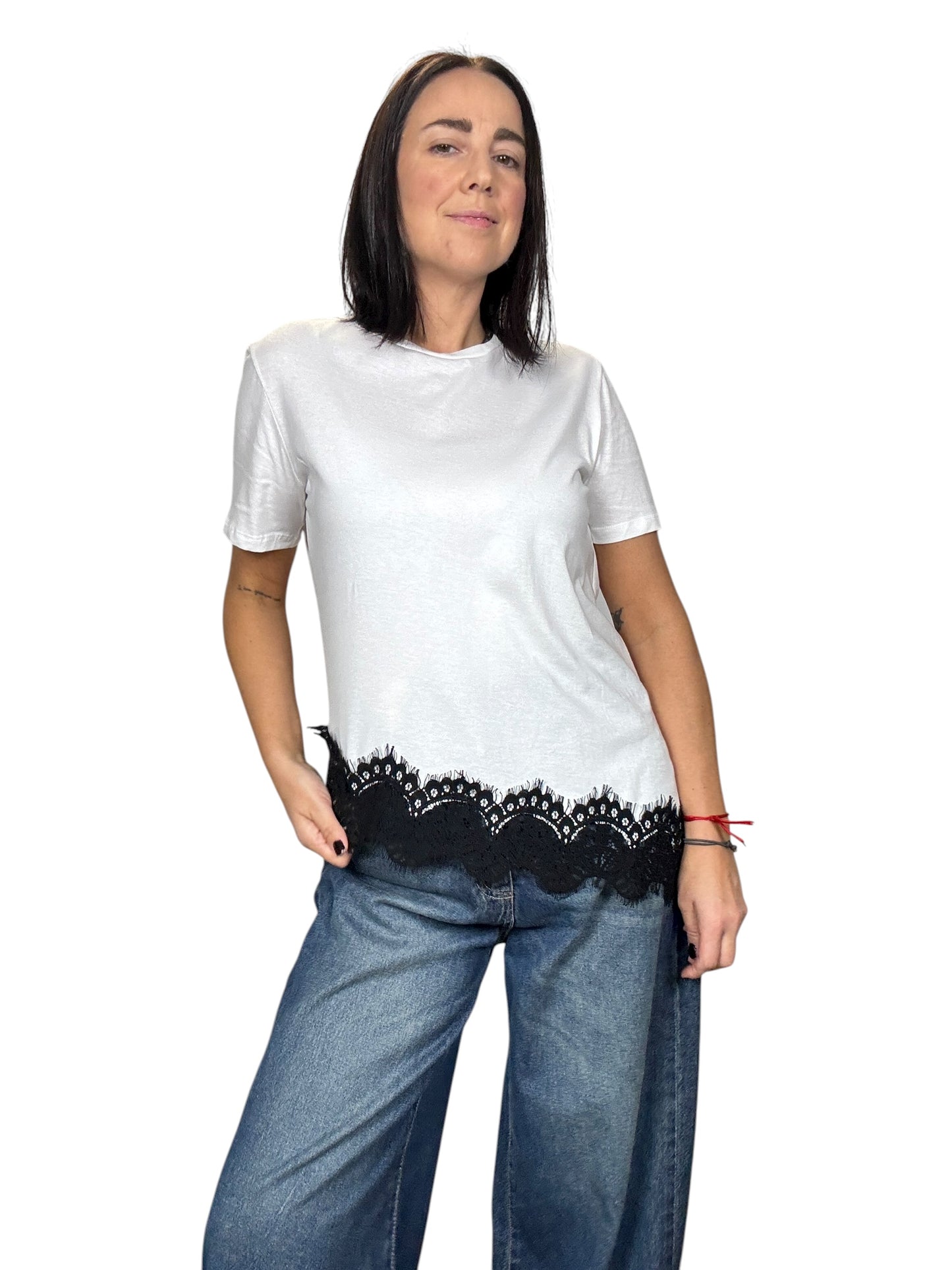 T-SHIRT INSERTO PIZZO TENSIONE IN