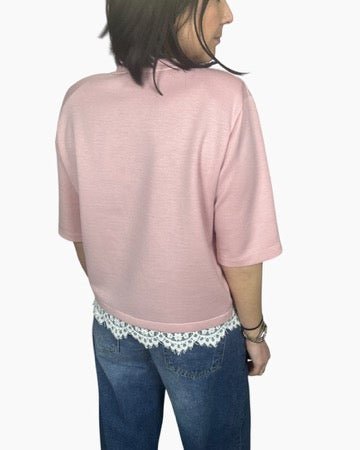 FELPA A MEZZA MANICA CON PIZZO DIXIE - XE BLU ABBIGLIAMENTO