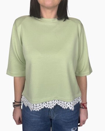 FELPA A MEZZA MANICA CON PIZZO DIXIE - XE BLU ABBIGLIAMENTO