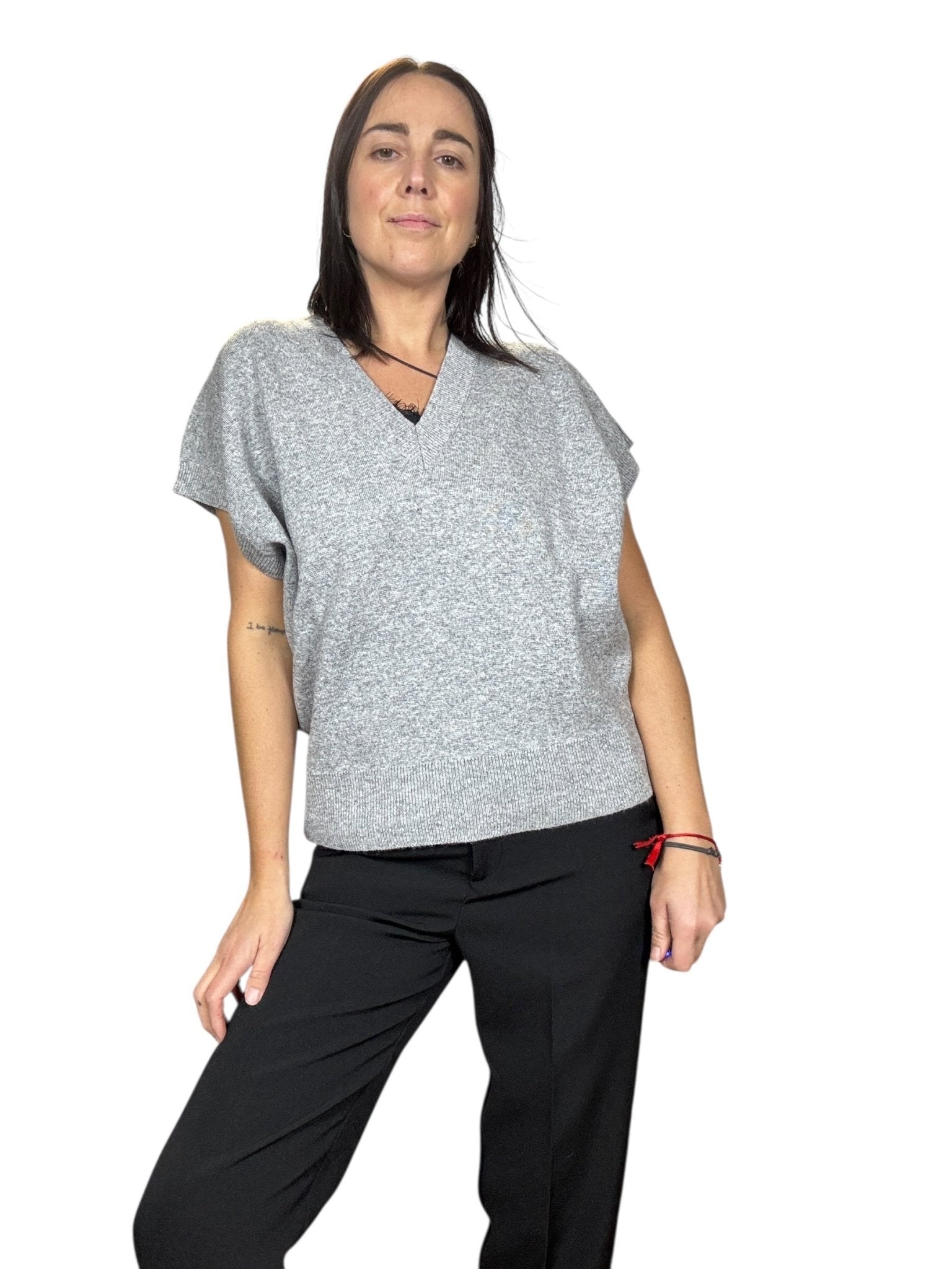 GILET OVER SCOLLO A V VICOLO - XE BLU ABBIGLIAMENTO