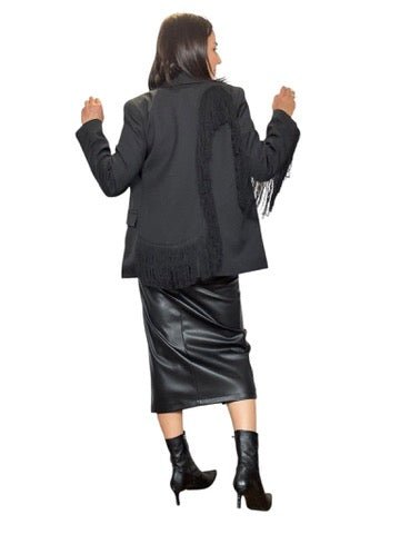 GIACCA CON FRANGE SUSY MIX - XE BLU ABBIGLIAMENTO