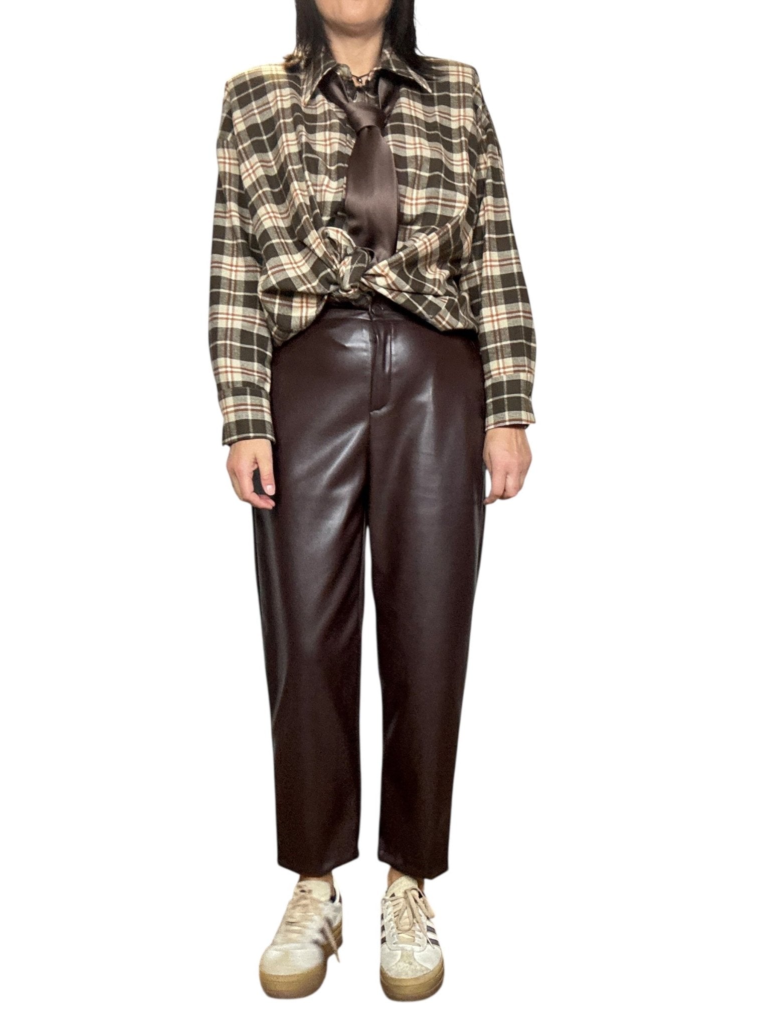 PANTALONE A UOVO IN ECOPELLE VICOLO - XE BLU ABBIGLIAMENTO