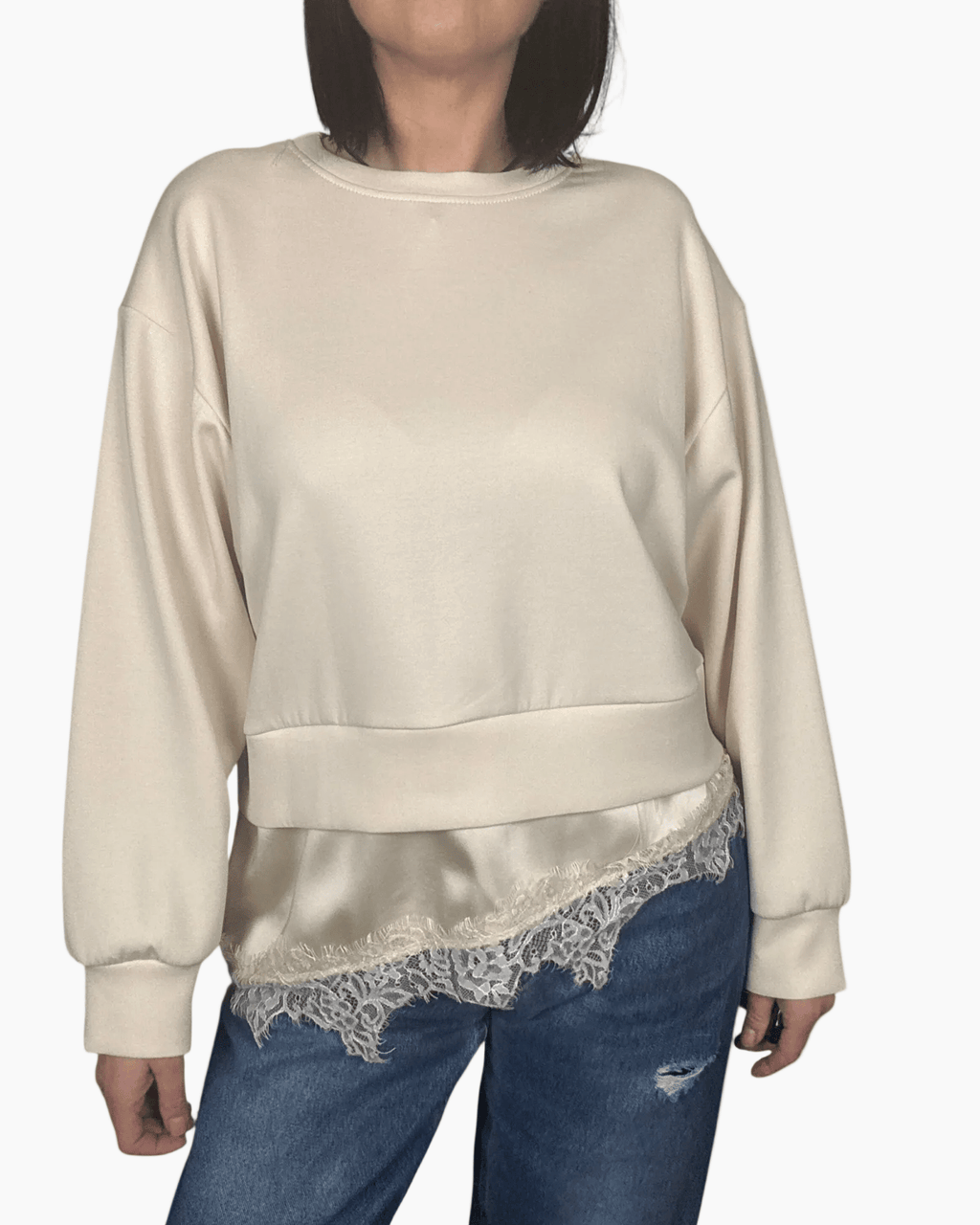 FELPA INSERTO LINGERIE MANICA LUNGA HAVEONE - XE BLU ABBIGLIAMENTO