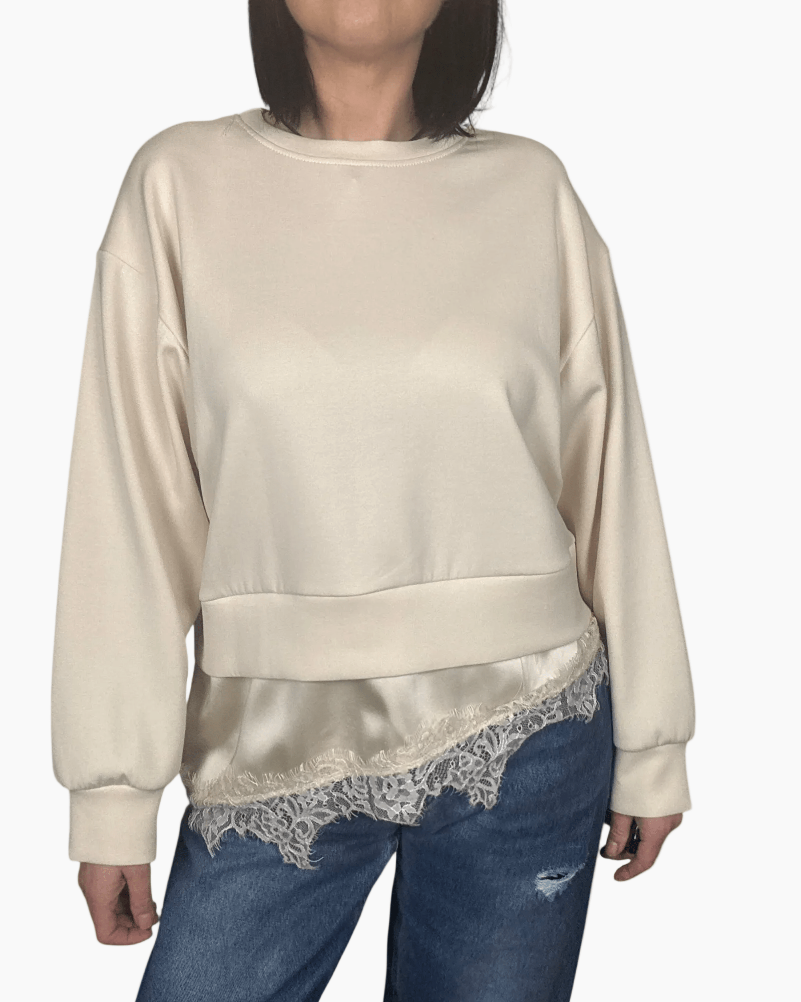 FELPA INSERTO LINGERIE MANICA LUNGA HAVEONE - XE BLU ABBIGLIAMENTO