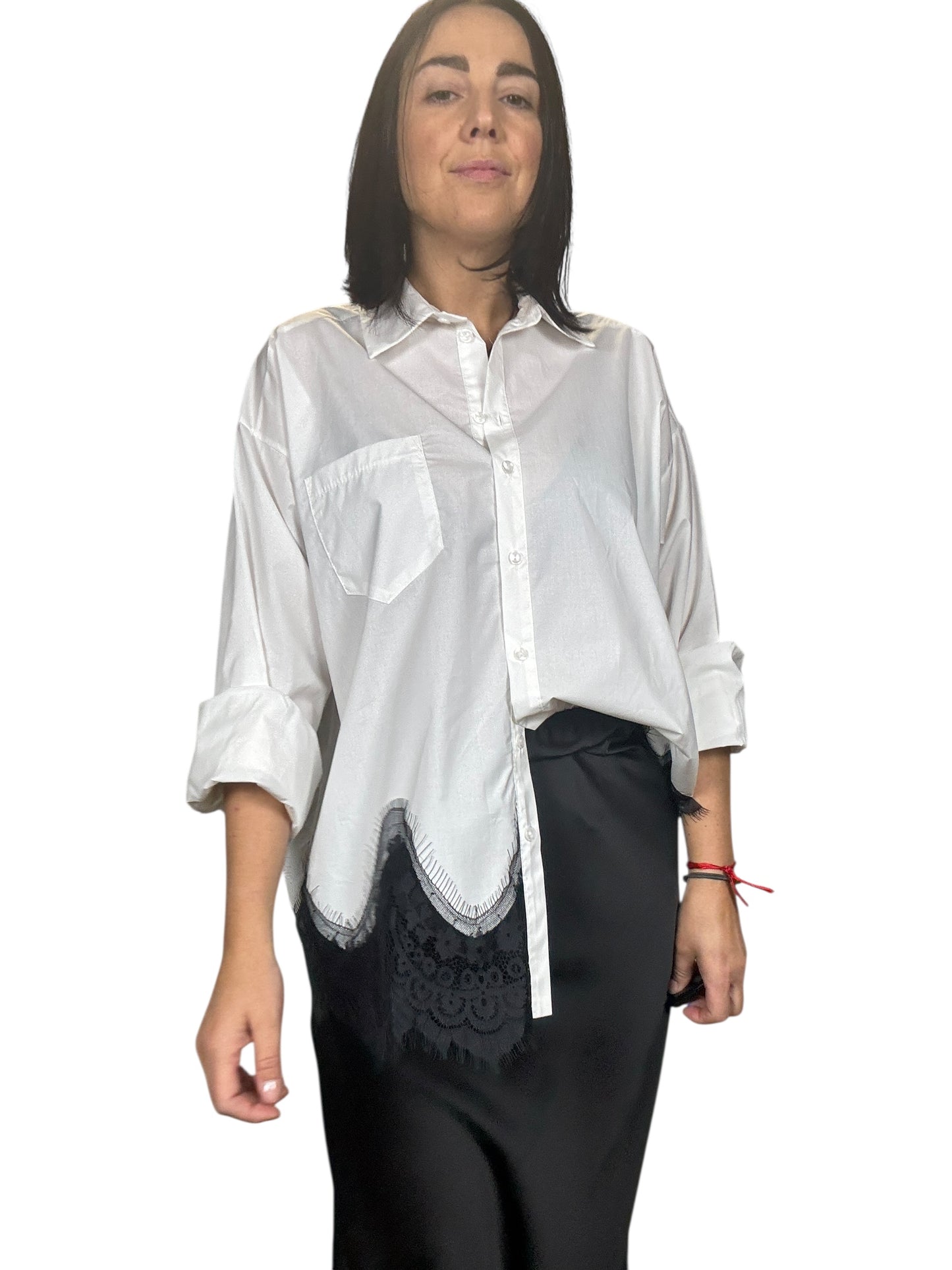 CAMICIA IN COTONE CON INSERTO IN PIZZO MOTEL