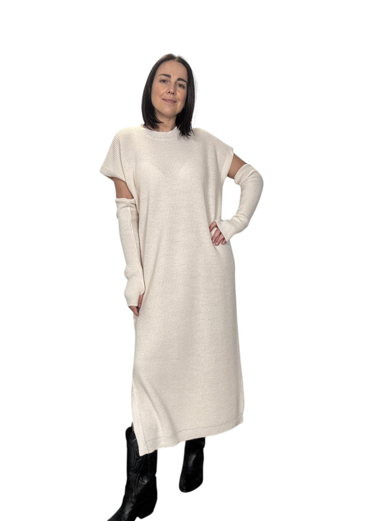 ABITO MIDI SMANICATO CON MANICOTTO DIXIE - XE BLU ABBIGLIAMENTO